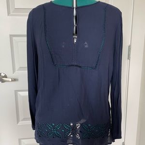 OLD NAVY Navy Cut Out Long Sleeve Blouse